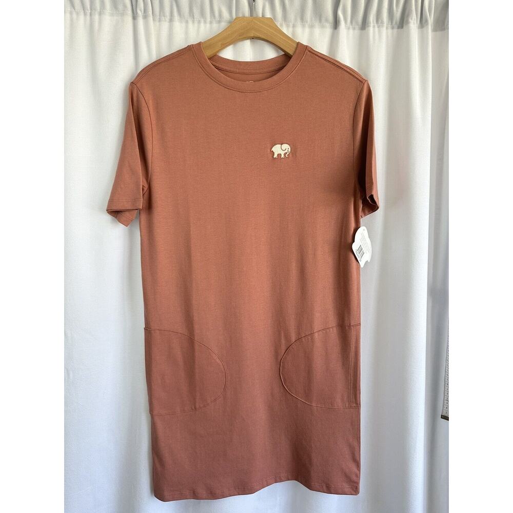Ivory Ella NWT T-Shirt Dress W/Pockets in Rose Logo Womens Size XS